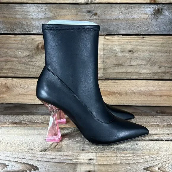 Ted Baker Liya Bootie - Black Leather & Pink Heel - 6 - New without box - Picture 3 of 8